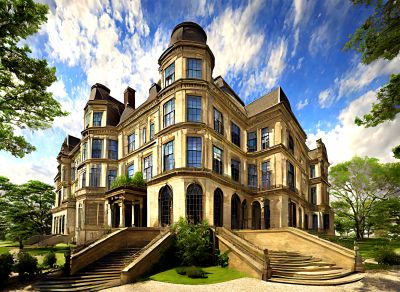 Stately Stone Manor Download Jigsaw Puzzle