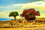 Ancient Ruins And Pink Blossoms Download Jigsaw Puzzle