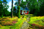 Red Swedish Cottage Download Jigsaw Puzzle