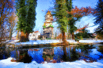 Snowy Winter Pond Download Jigsaw Puzzle